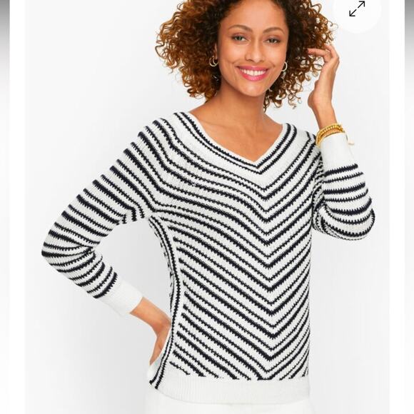 Talbots Chevron Striped V Neck Sweater NWT XL - Picture 7 of 7